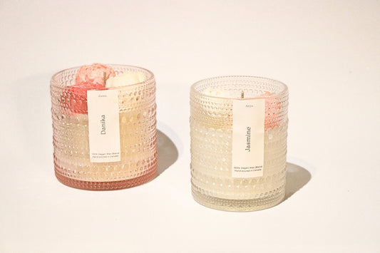 Arya Scented Floral Candle in Jasmine | Coconut and Soy Wax Blend 10 oz