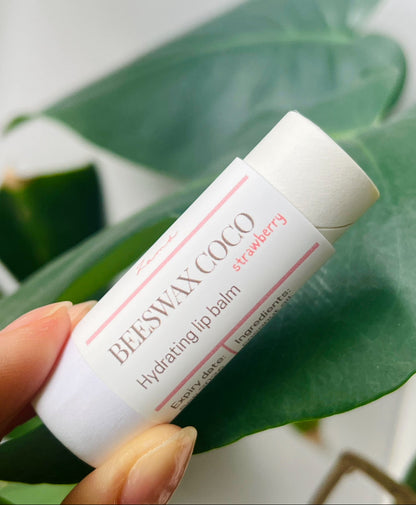 beeswax coconut lip balm in strawberry flavour
